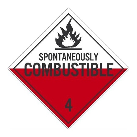 Nmc Spontaneously Combustible 4 Dot Placard Sign, Pk100 DL48TB100
